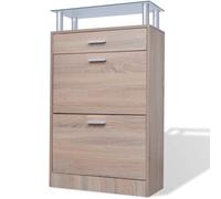 vidaXL Armoire à chaussures avec tiroir & étagère supérieure en verre Bois aspect chêne