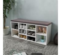 vidaXL Armoire à chaussures Banc à chaussures Banc à 10 compartiments blanc