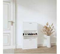 Vidaxl Armoire À Chaussures Blanc 59x17x108 Cm Bois D'ingénierie Blanc