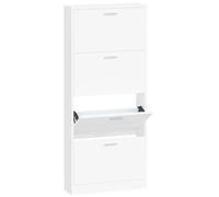 Vidaxl Armoire À Chaussures Blanc 59x17x150 Cm Bois D'ingénierie Blanc