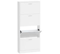 vidaXL Armoire à Chaussure Range-Chaussures Armoire de Rangement Meuble à Chaussures Entrée Couloir Salon Blanc Brillant 59x17x150 cm Bois Ingénierie