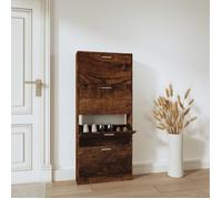 Vidaxl Armoire À Chaussures Chêne Fumé 59x17x150 Cm Bois D'ingénierie Marron