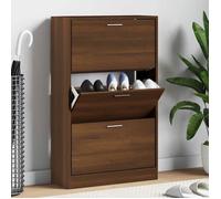 vidaXL Armoire à chaussures 63x24x103 cm Bois d'ingénierie Chêne Marron