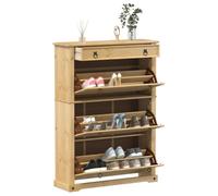 vidaXL Armoire à chaussures Corona 99x32x138 cm bois de pin massif, rangement de chaussures, placard à chaussures, étagère à chaussures Marron