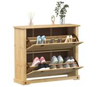 Vidaxl Armoire À Chaussures Corona 99x32x85 Cm Bois De Pin Massif Marron