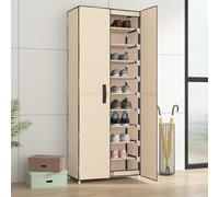 Vidaxl Armoire À Chaussures Crème 60x30x166 Cm Tissu