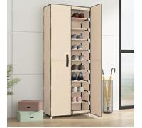 Vidaxl Armoire À Chaussures Crème 60x30x166 Cm Tissu