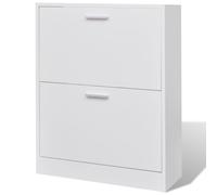 vidaXL Meuble à chaussures en bois avec 2 compartiments Blanc