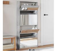 vidaXL Armoire à chaussures et miroir 4 niveaux gris béton 63x17x134cm 3228275