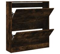 Vidaxl Armoire À Chaussures Chêne Fumé 80x21x87,5 Cm Bois Ingénierie Multicolore
