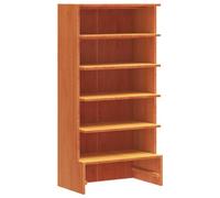 vidaXL Armoire à Chaussures, Étagère à Chaussures avec 6 Compartiments, Meuble de Rangement, Organisateur de Couloir, Cire Marron Bois Pin Massif