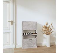 Vidaxl Armoire À Chaussures Gris Béton 59x17x108 Cm Bois D'ingénierie Marron