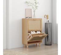 vidaXL Armoire à chaussures Marron 52x25x80 cm Bois d'ingénierie/rotin 345647