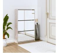 vidaXL Armoire à chaussures miroir 3 niveaux Gris béton 63x17x102,5 cm 342636