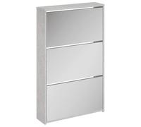 vidaXL Armoire à chaussures miroir 3 niveaux Gris béton 63x17x102,5 cm 342636