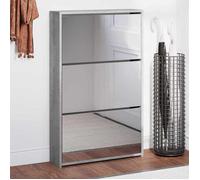 vidaXL Armoire à chaussures miroir 3 niveaux Sonoma gris 63x17x102,5 cm 342639