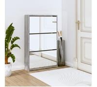 vidaXL Armoire à chaussures miroir 3 niveaux Sonoma gris 63x17x102,5cm 342639