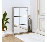 Armoire à Chaussures Miroir 3 Niveaux Range-Chaussures Armoire de Rangement Meuble à Chaussures Entrée Couloir Sonoma Gris 63x17x102,5cm