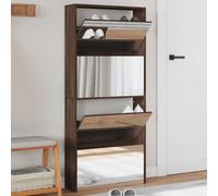 Vidaxl Armoire À Chaussures Miroir 4 Niveaux Chêne Marron 63x17x134 Cm Marron