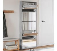 vidaXL Armoire à chaussures miroir 4 niveaux – Meuble moderne avec rangement – Sonoma gris