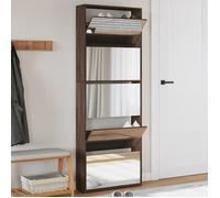 vidaXL Armoire à Chaussures Miroir 4 Niveaux, Étagère à Chaussures avec Rangement, Meuble à Chaussures Salon, Moderne, Chêne 3228285