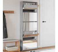 vidaXL Armoire à Chaussures Miroir 4 Niveaux, Étagère à Chaussures avec Rangement, Meuble à Chaussures Salon, Moderne, Sonoma Gris