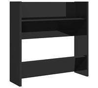vidaXL Armoire à Chaussures Murale, Étagère à Chaussures Suspendue, Meuble de Rangement, Scandinave, Noir Brillant Bois d'Ingénierie