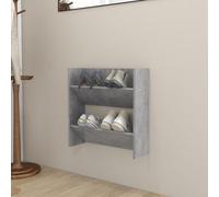 Vidaxl Armoire À Chaussures Murale Gris Béton 60x18x60 Cm Aggloméré Gris