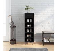 Vidaxl Armoire À Chaussures Noir 30x35x105 Cm Bois D'ingénierie Marron