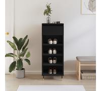Armoire à Chaussures, Etagère à Chaussures avec Pieds, Placard à Chaussures avec Tiroir et 4 Compartiments, Industriel, Noir Bois d'Ingénierie