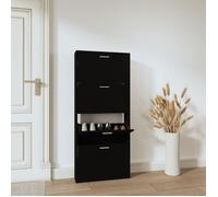 Vidaxl Armoire À Chaussures Noir 59x17x150 Cm Bois D'ingénierie Marron