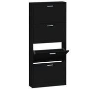 Vidaxl Armoire À Chaussures Noir 59x17x150 Cm Bois D'ingénierie Marron