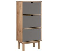 Vidaxl Armoire À Chaussures Otta Et 3 Tiroirs Marron Et Gris Bois Pin Multicolore