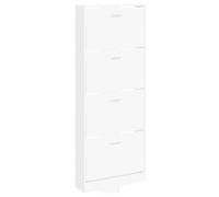 vidaXL Armoire à chaussures - Blanc 59x17x150 cm, Bois d'ingénierie, pour Entrée/Couloir/Salon