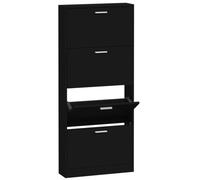 Vidaxl Armoire À Chaussures Noir 59x17x150 Cm Bois D'ingénierie Marron