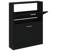 vidaXL Armoire à Chaussures Range-Chaussures Armoire de Rangement Meuble à Chaussures Entrée Couloir Salon Noir 59x17x81 cm Bois d'Ingénierie