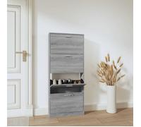 Vidaxl Armoire À Chaussures Sonoma Gris 59x17x150 Cm Bois D'ingénierie Marron