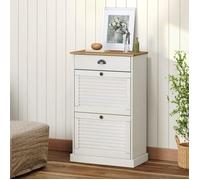 Armoire à Chaussures, Organisateur de Chaussures avec Poignée, Meuble de Rangement Entrée Maison Intérieur, Moderne, Blanc Bois Massif de Pin