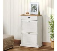 Armoire à Chaussures, Organisateur de Chaussures avec Poignée, Meuble de Rangement Entrée Maison Intérieur, Moderne, Blanc Bois Massif de Pin