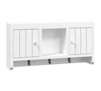 vidaXL Armoire à clés Blanc 40x8,5x20 cm Bois d'ingénierie et Acier, étagère Murale, présentoir, étagère Suspendue, étagère Flottante, Rangement Mural