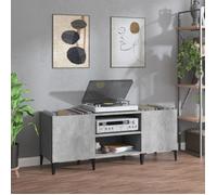 vidaXL Armoire à Disques, Armoire Latérale avec Rangement, Meuble pour Tourne-Disque, Buffet de Salon, Industriel, Gris 831937