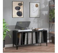 Vidaxl Armoire À Disques Noir 100x38x48 Cm Bois D'ingénierie Marron