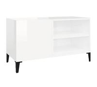 vidaXL Armoire à disques – Buffet latéral moderne avec rangement, blanc brillant, bois d'ingénierie