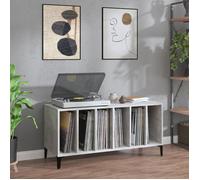 vidaXL Armoire à disques 100x38x48 cm Gris béton en bois d'ingénierie marron 831985