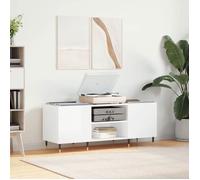 vidaXL Armoire à Disques, Support de Tourne-Disque, Armoire Latérale avec Rangement, Buffet de Salon, Moderne, Blanc Brillant Bois d'Ingénierie