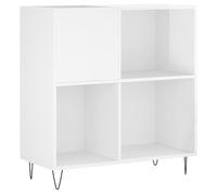 vidaXL Armoire à disques et support tourne-disque moderne Blanc brillant Bois d'ingénierie