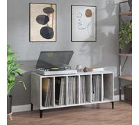 Vidaxl Armoire À Disques Gris Béton 100x38x48 Cm Bois D'ingénierie Marron