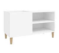 vidaXL Armoire à Disques, Meuble de Classement avec Pieds, Armoire de Rangement, Organisateur de Maison Salon Intérieur, Moderne, Blanc Bois d'Ingénierie
