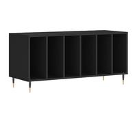 vidaXL Armoire à disques – Buffet latéral avec support tourne-disque, noir en bois d'ingénierie