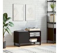 Vidaxl Armoire À Disques Noir 85x38x48 Cm Bois D'ingénierie Marron